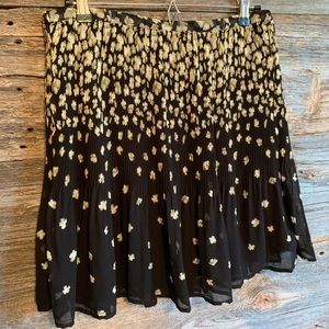 Floral Geometry Career Pleated Belted/Lined Skirt